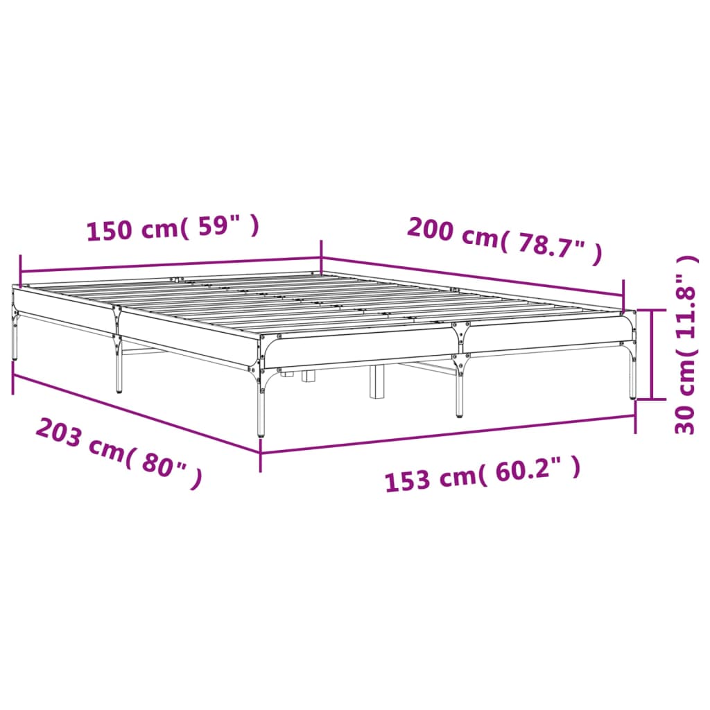 Bed Frame without Mattress Sonoma Oak 150x200 cm King Size