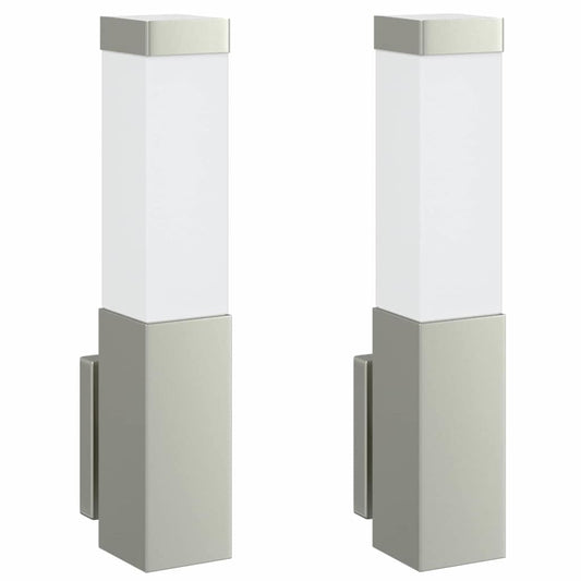 Outdoor Wall Light 2 pcs Silver 10.5 x 6 x 33 cm