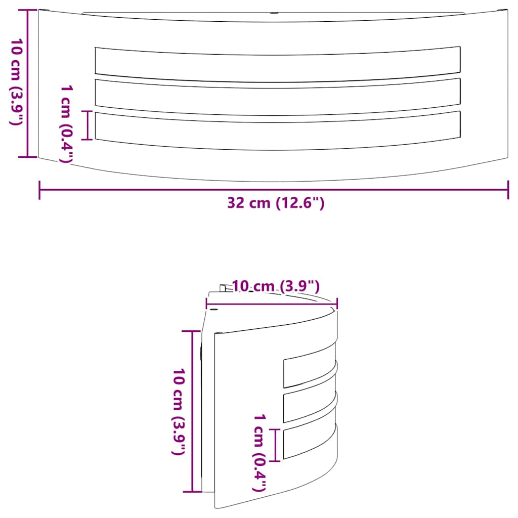 Outdoor Wall Light Silver 32 x 10 x 10 cm