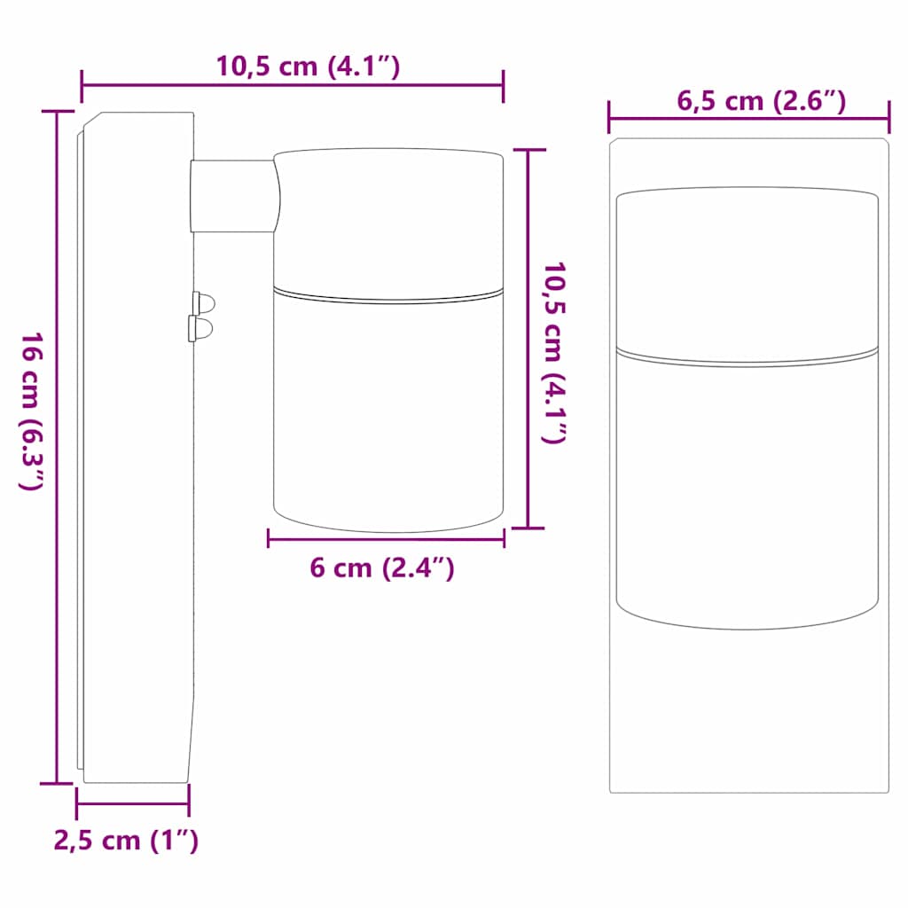 Outdoor Wall Light Silver 6.5 x 10.5 x 16 cm