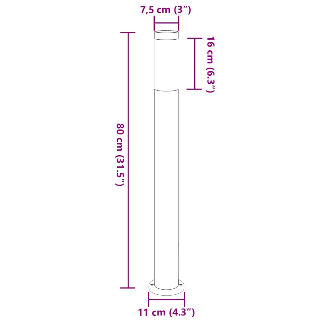 Bollard Lights 3pcs 80 cm Stainless Steel IP44