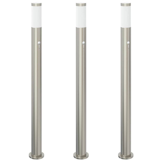 Bollard Lights with Sensor 3pcs 110 cm Stainless Steel IP44