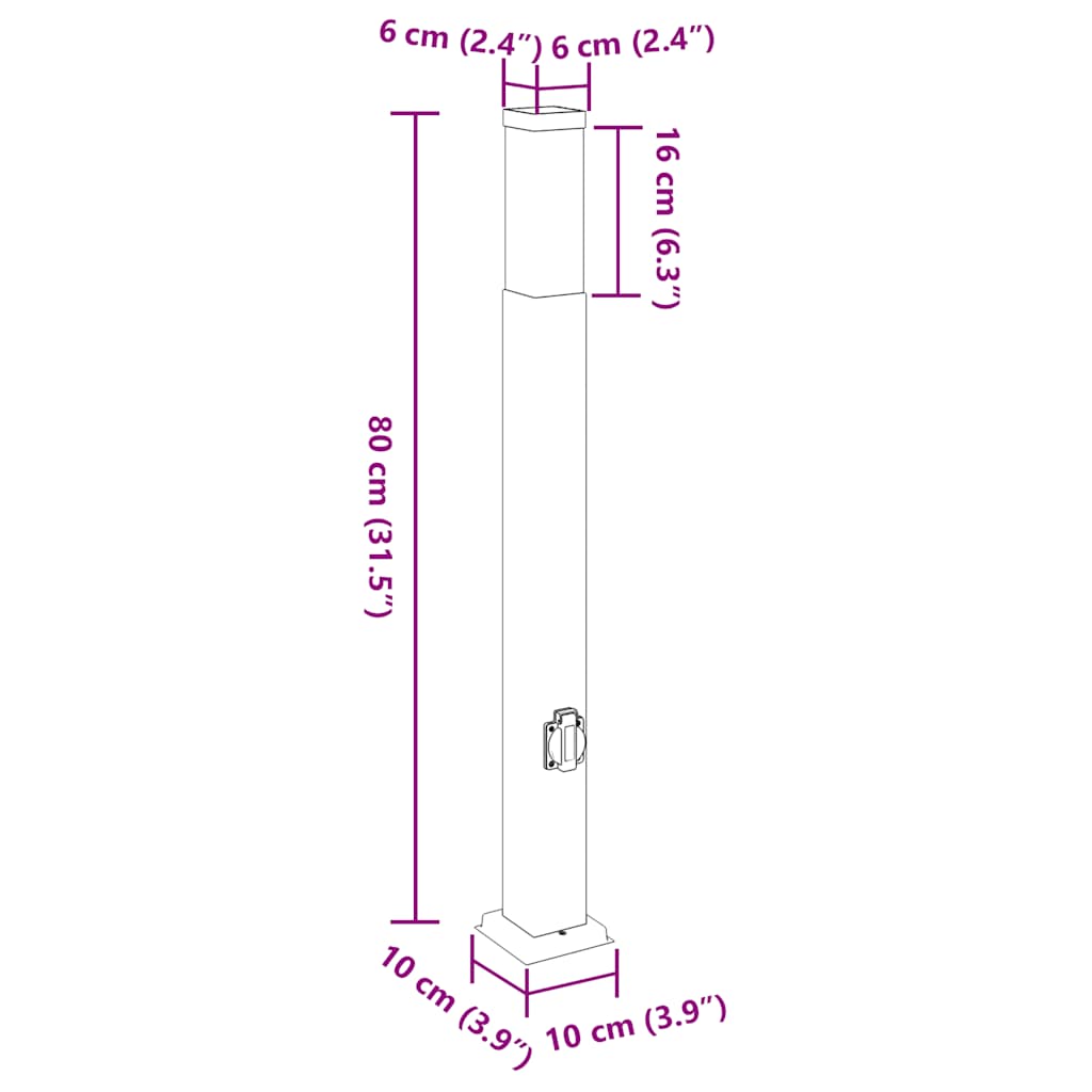 Bollard Lights with Outlet 3 pcs 80 cm Stainless Steel IP44