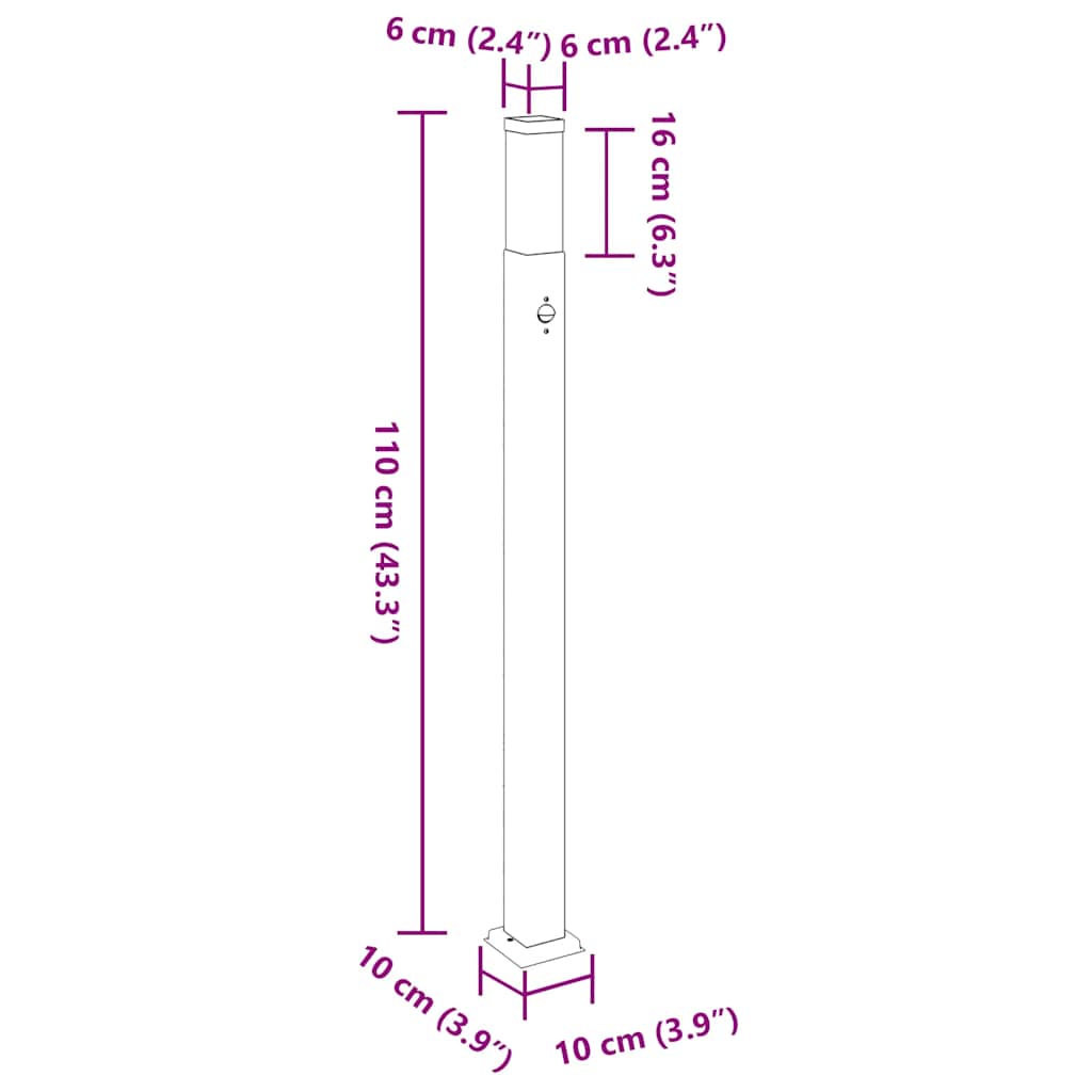 Bollard Light with Sensor 110 cm Black IP44