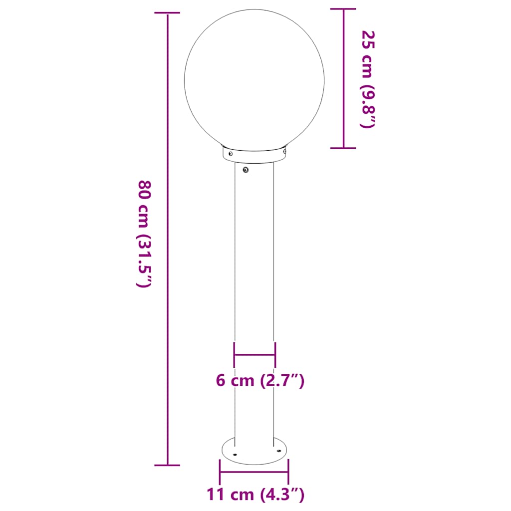 Bollard Light 80 cm Stainless Steel IP44