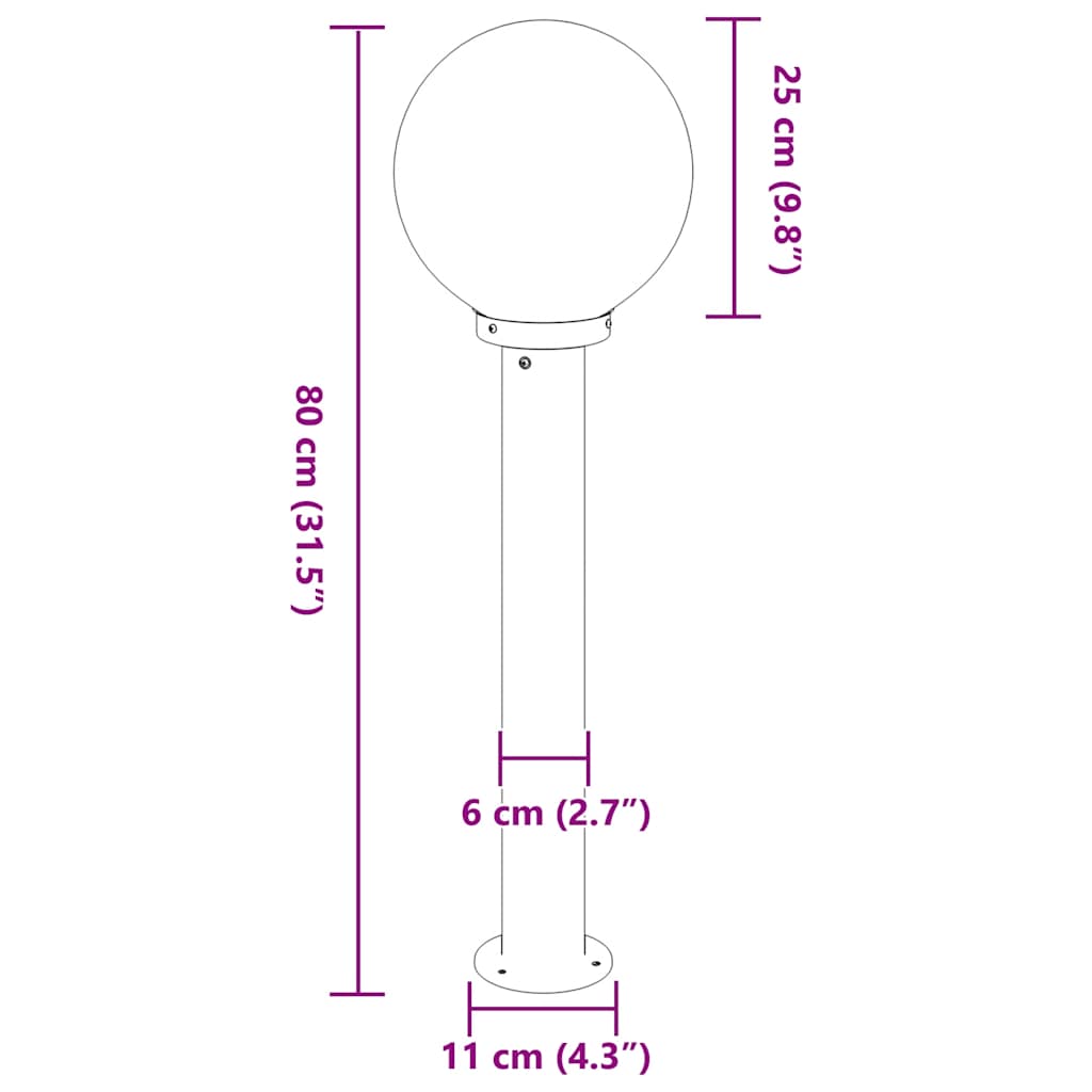 Bollard Lights 3 pcs 80 cm Stainless Steel IP44