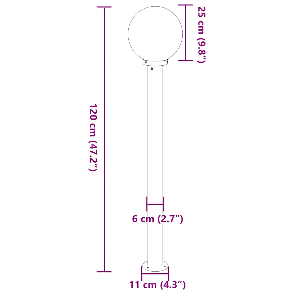 Bollard Light 120 cm Stainless Steel IP44
