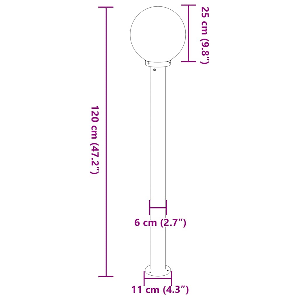 Bollard Light 120 cm Black IP44