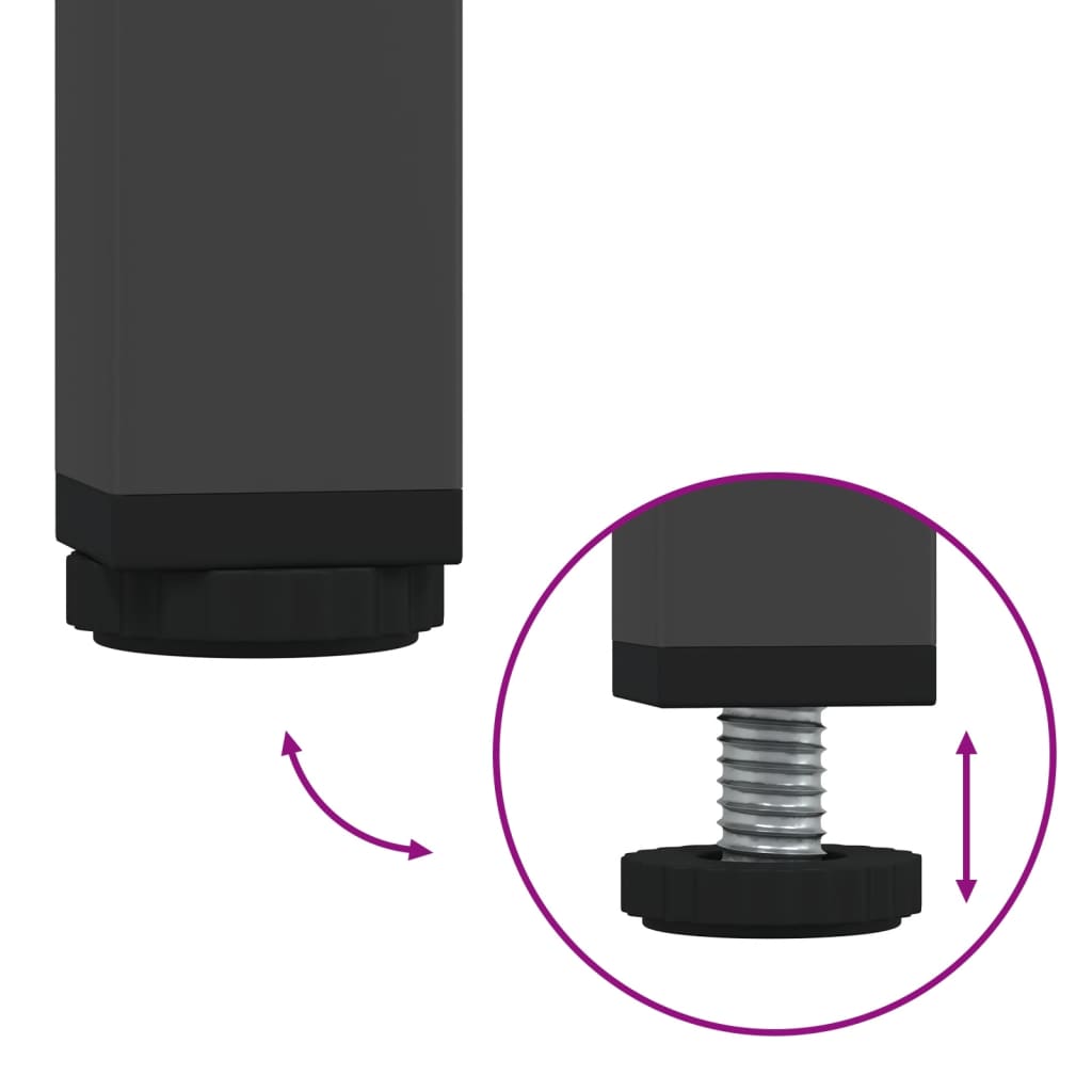 Bedside Cabinet | Set of 2 | Black | Cold-rolled steel | Adjustable Feet