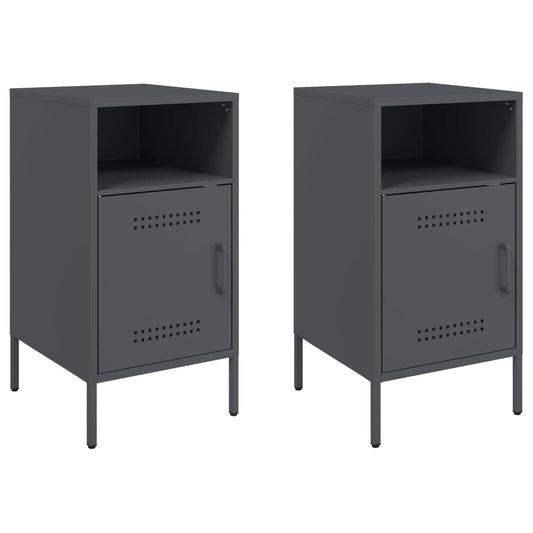 Bedside Cabinet | Set of 2 | Anthracite | Cold-rolled steel | Medium