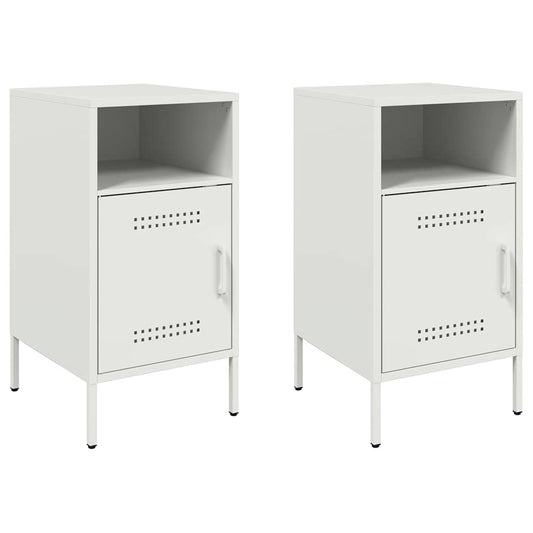 Bedside Cabinets 2 pcs White 36x39x68 cm Steel