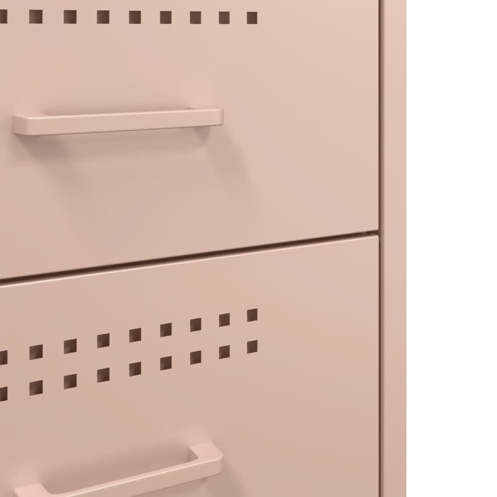 Bedside Cabinet | Pink | Cold-rolled Steel | Adjustable Feet