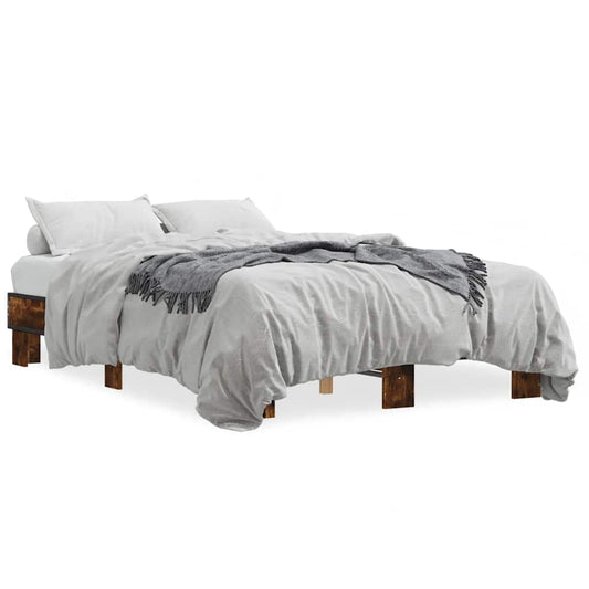 Bed Frame without Mattress Smoked Oak 140x190 cm