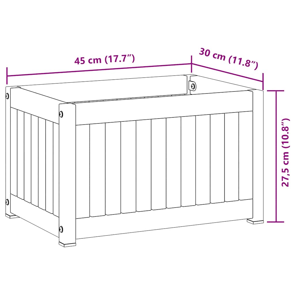 Garden Planter 45x30x27.5 cm Solid Wood Acacia and Steel