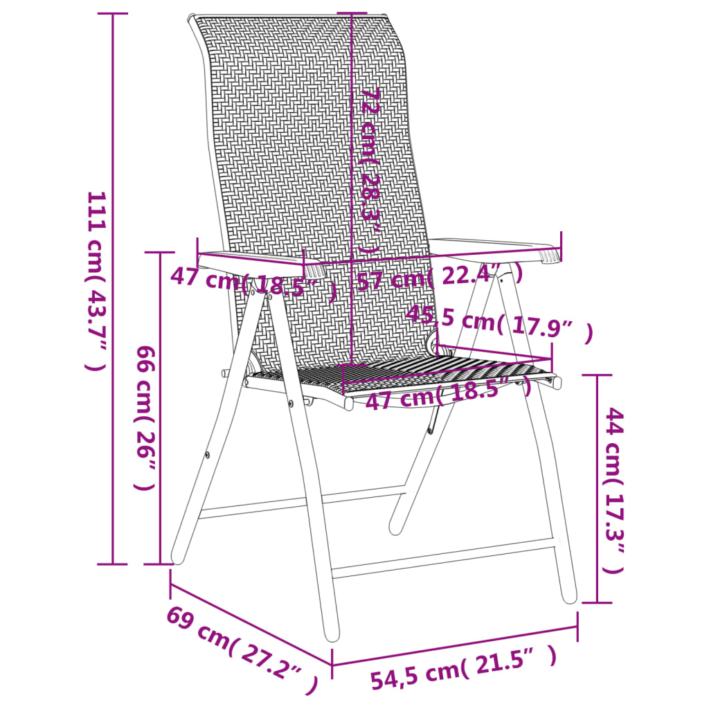 Folding Chairs 4 pcs Brown Poly Rattan