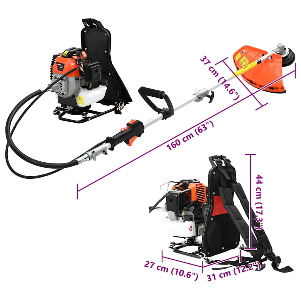 Brush Cutter Backpack Design Orange 52 cc 1.45 kW