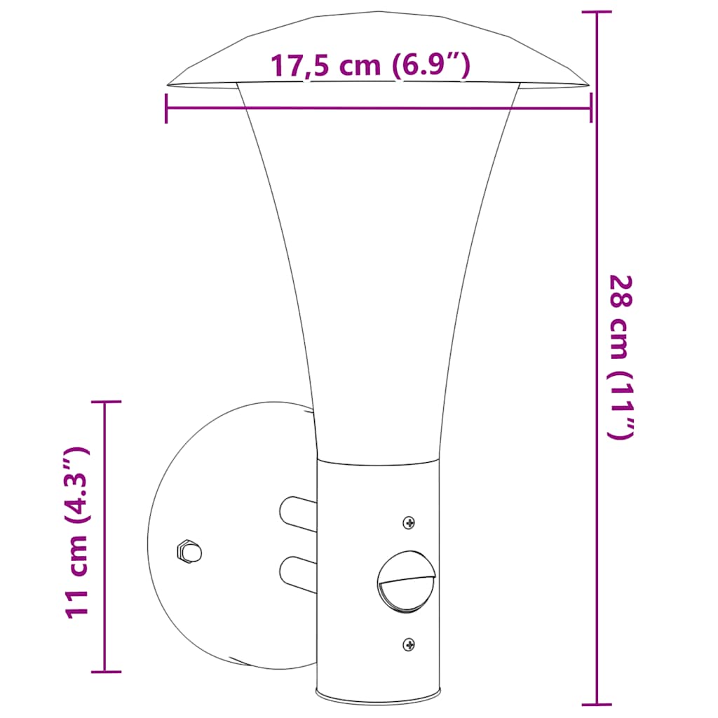 Outdoor Wall Lights with Sensors 2pcs Black Stainless Steel