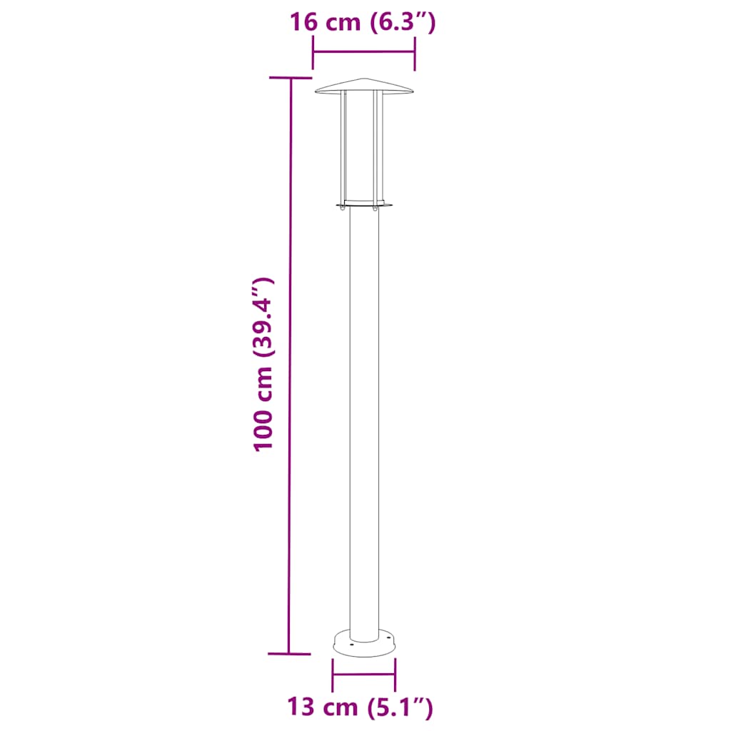Outdoor Floor Lamp Black 100 cm Stainless Steel