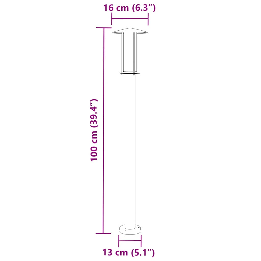 Outdoor Floor Lamps 3pcs Black 100 cm Stainless Steel