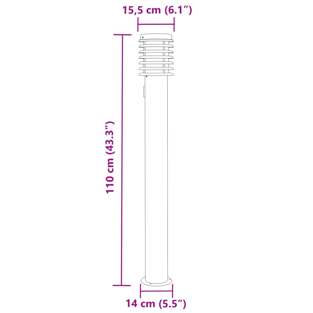 Outdoor Floor Lamp with Outlet Silver 110cm Stainless Steel