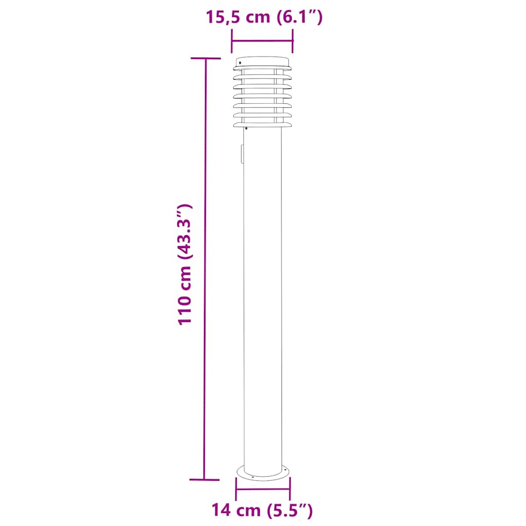 Outdoor Floor Lamps with Outlet 3pcs Black 110cm Stainless Steel