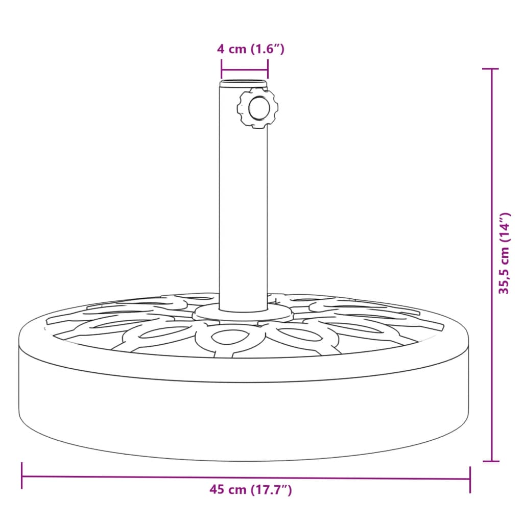 Parasol Base for Ø1.5"/1.9" Poles 55.1 lb Round