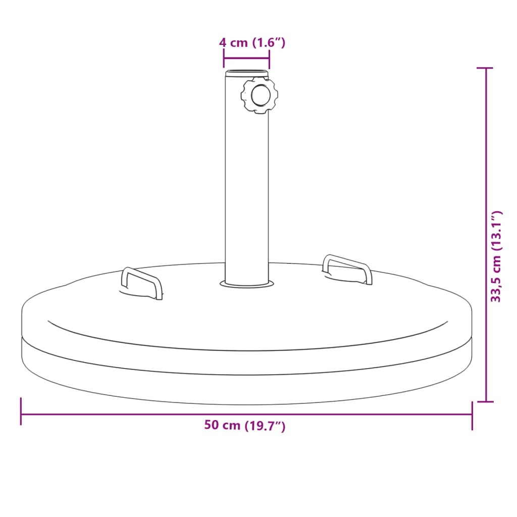 Parasol Base with Handles for Ø1.5"/1.9" Poles 55.1 lb Round