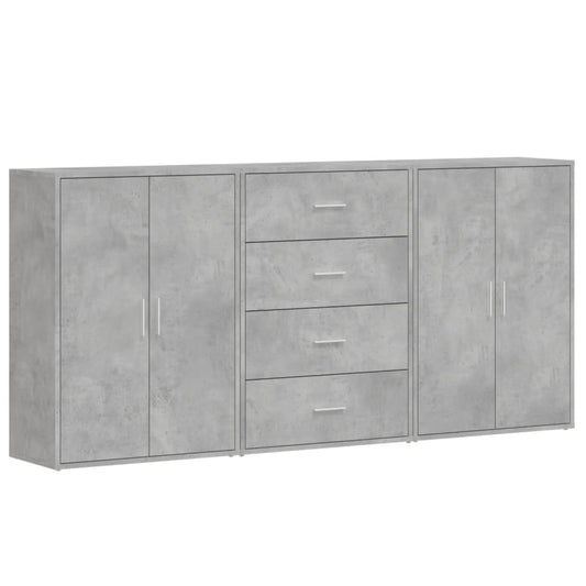 Sideboards 3 pcs Concrete Grey 60x31x84 cm Engineered Wood