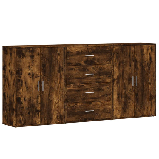 Sideboards 3 pcs Smoked Oak 60x31x84 cm Engineered Wood