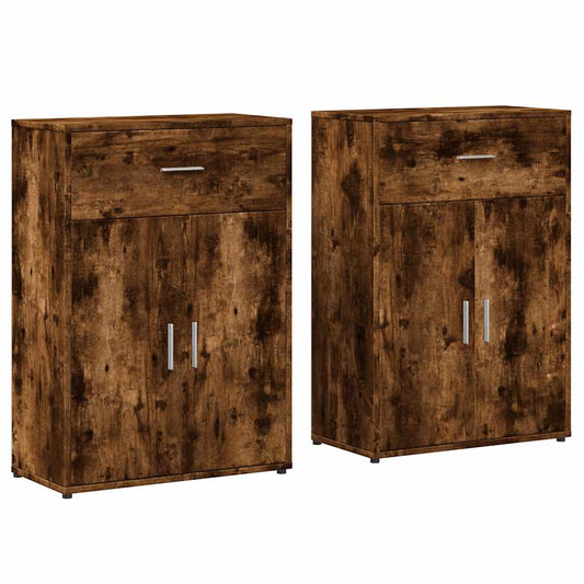 Sideboards 2 pcs Smoked Oak 60x30x84 cm Engineered Wood