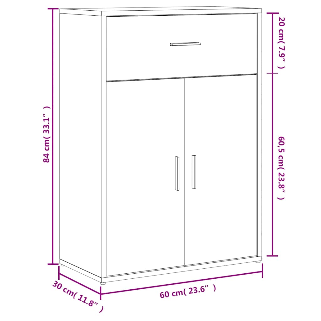 Sideboards 2 pcs Smoked Oak 60x30x84 cm Engineered Wood