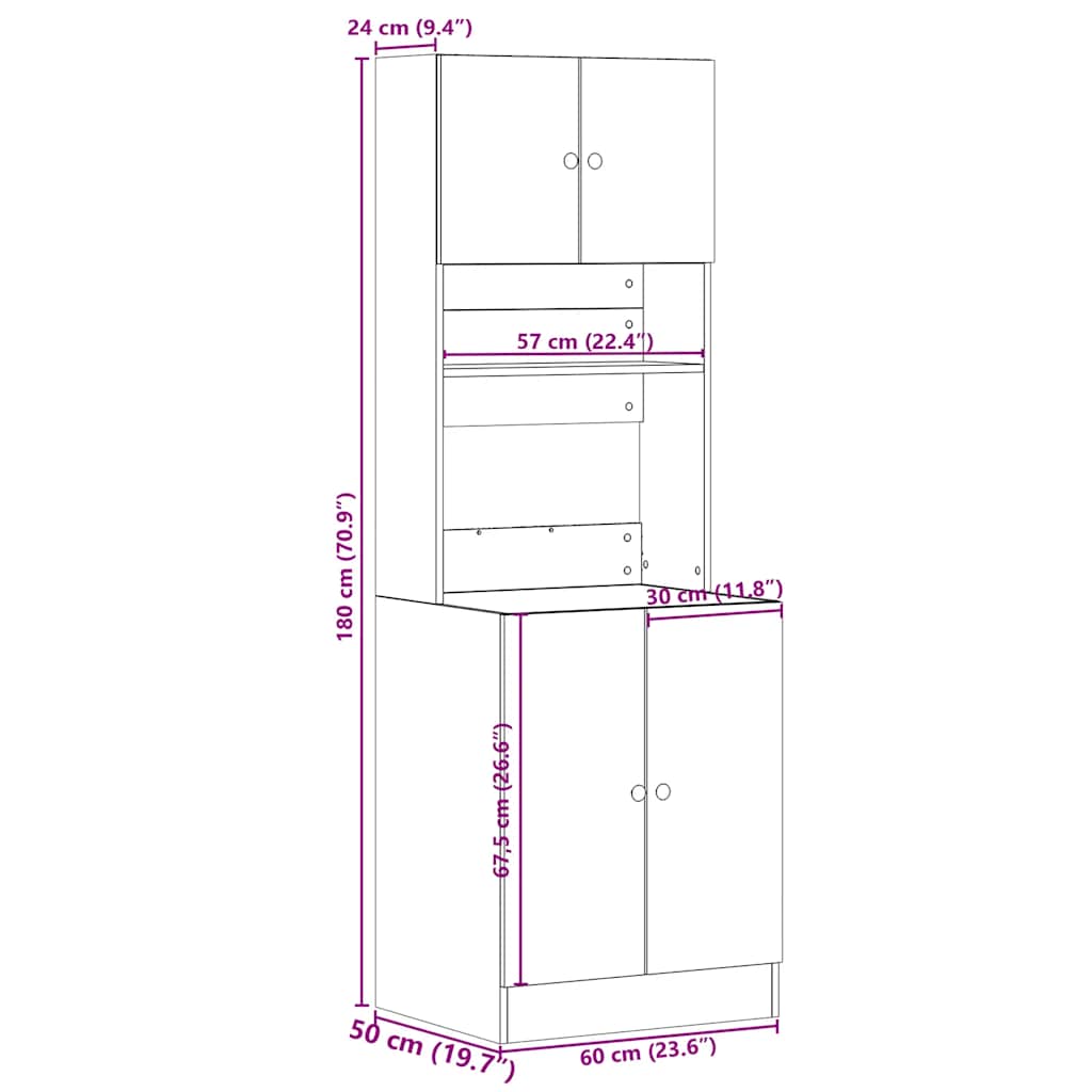 Kitchen Cabinet Grey Sonoma 60x50x180 cm Engineered Wood