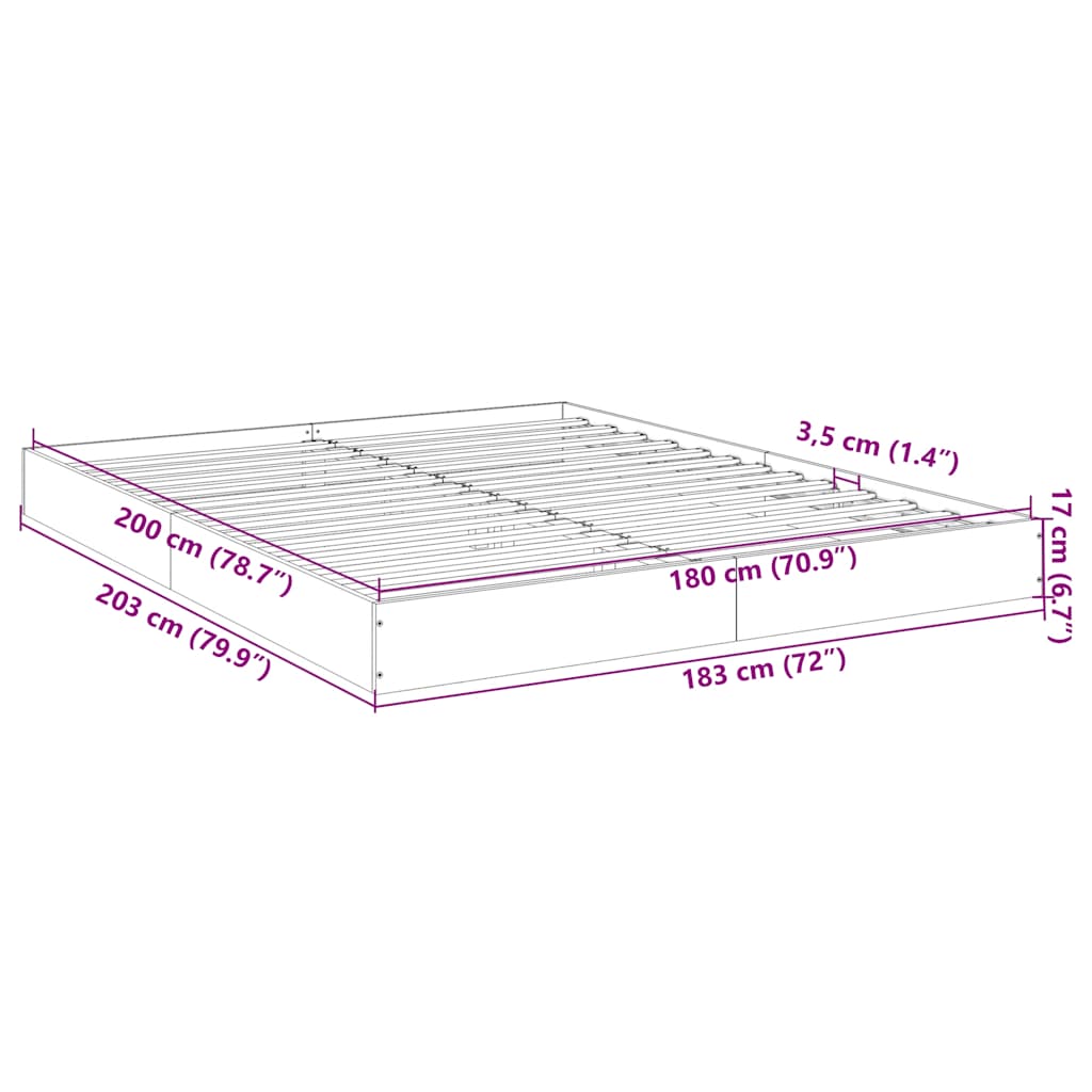 Bed Frame without Mattress White 180x200 cm Engineered Wood