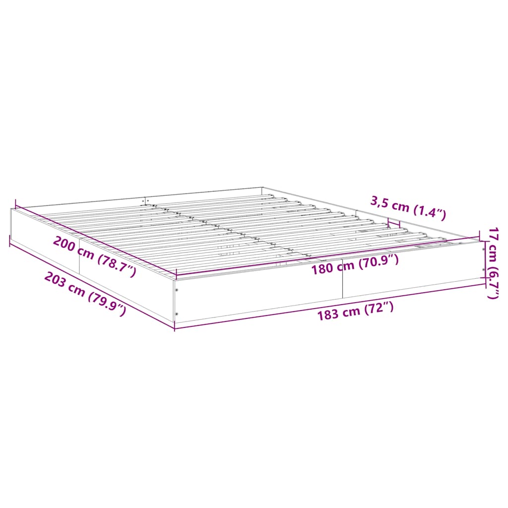 Bed Frame without Mattress Concrete Grey 180x200 cm