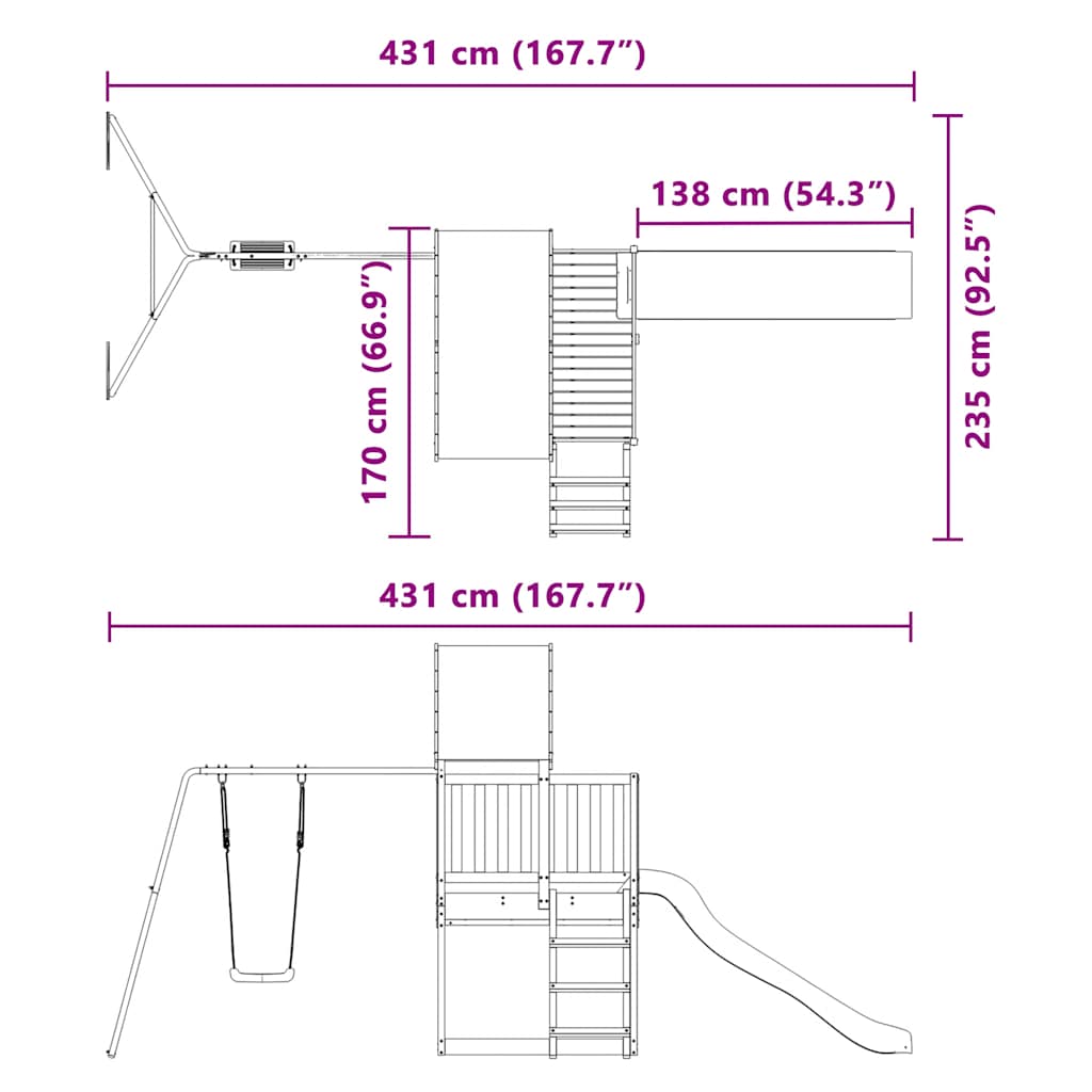 Outdoor Playset Solid Wood Pine