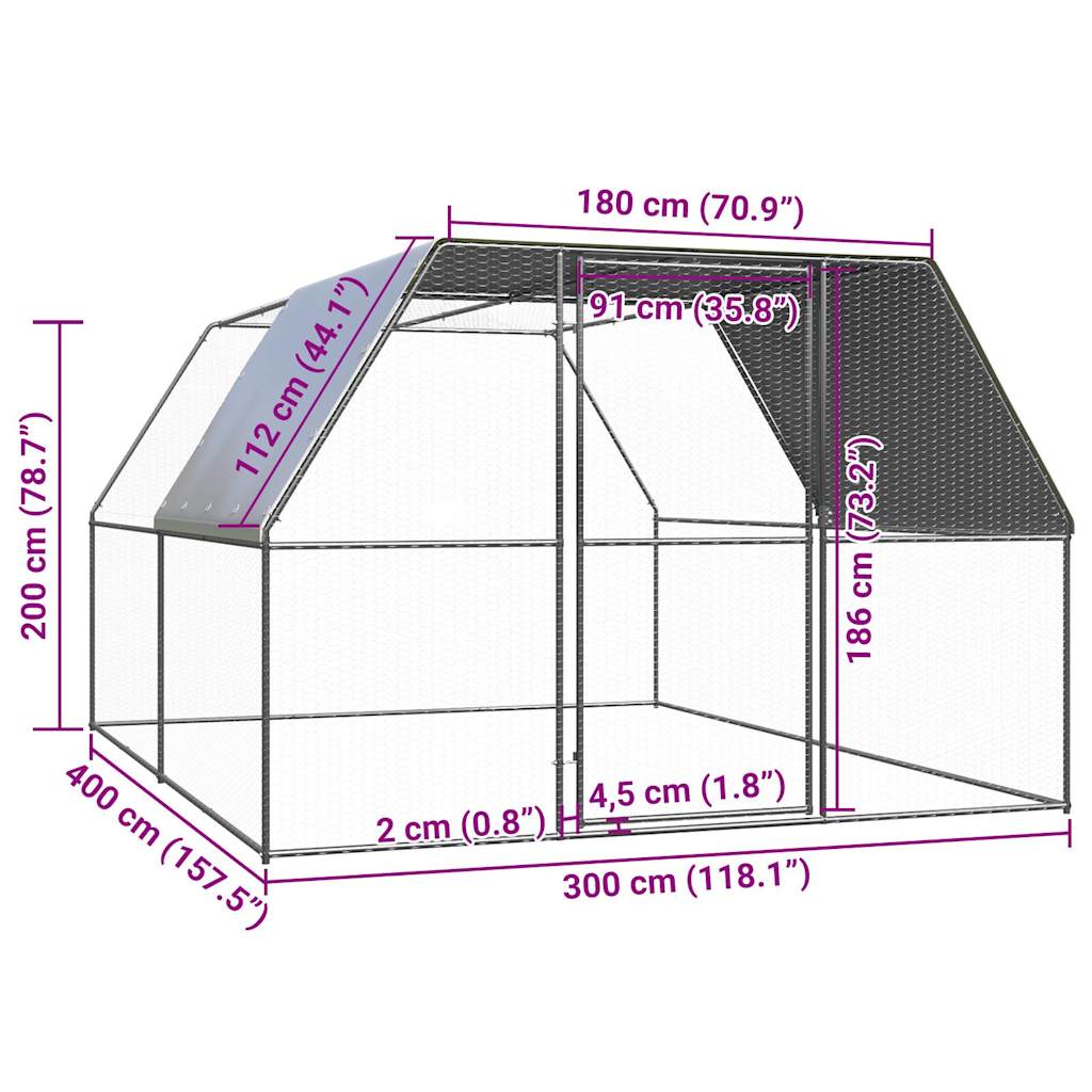 Chicken Cage 9.8'x13.1'x6.6'Galvanized Steel