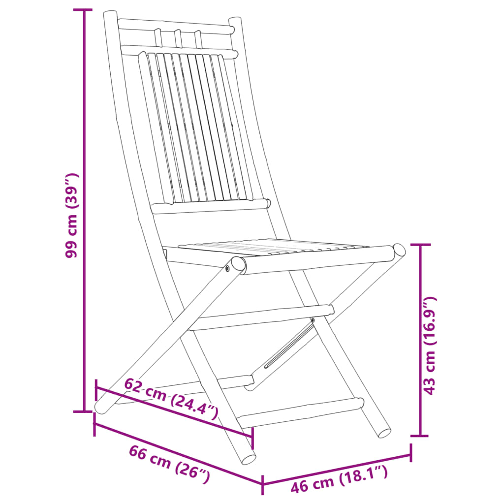 Folding Chairs 6 pcs 46x66x99 cm Bamboo