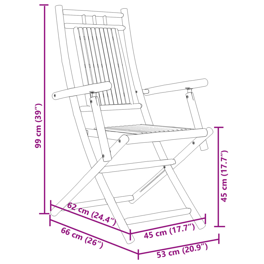 Folding Chairs 6 pcs 53x66x99 cm Bamboo