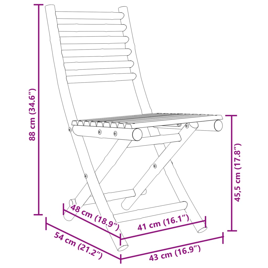 Folding Chairs 6 pcs 43x54x88 cm Bamboo