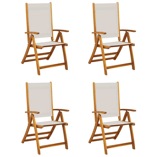 Folding Garden Chairs 4 pcs Solid Wood Acacia and Textilene