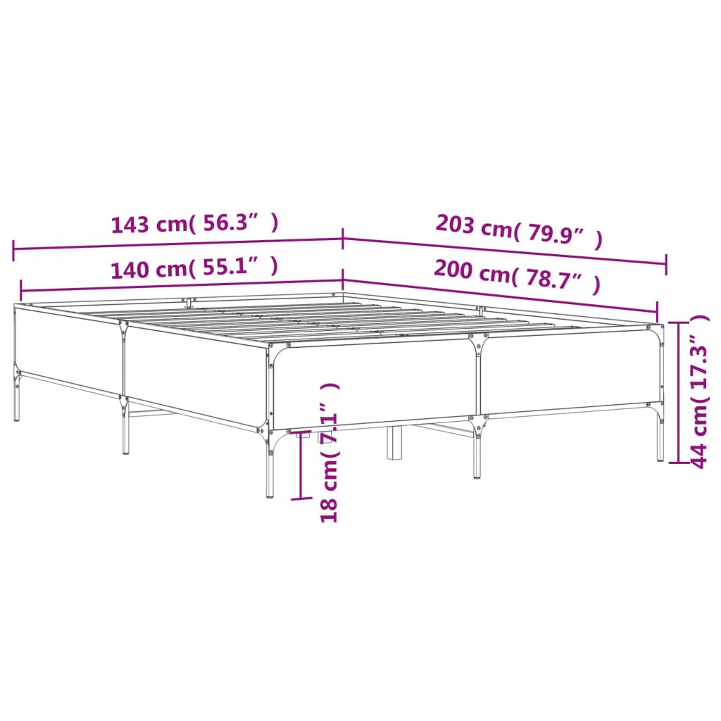 Bed Frame without Mattress Black 140x200 cm