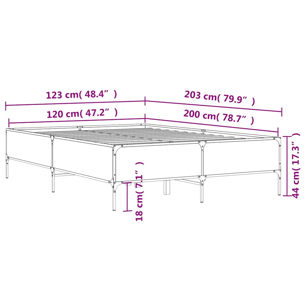 Bed Frame without Mattress Black 120x200 cm
