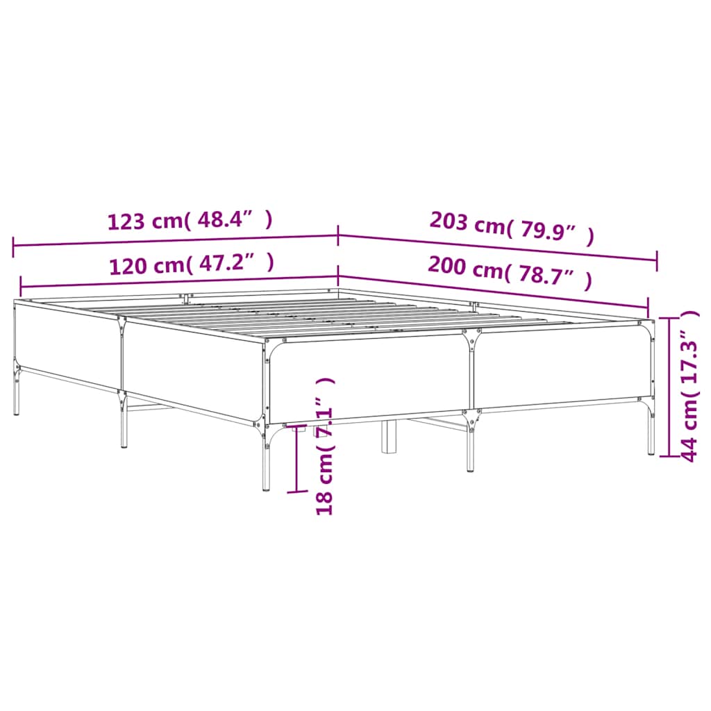 Bed Frame without Mattress Sonoma Oak 120x200 cm