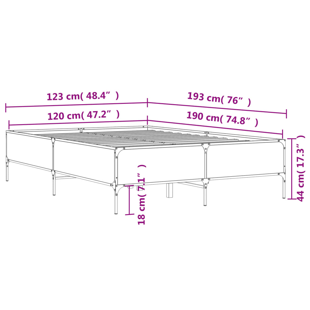 Bed Frame without Mattress Smoked Oak 120x190 cm Small Double