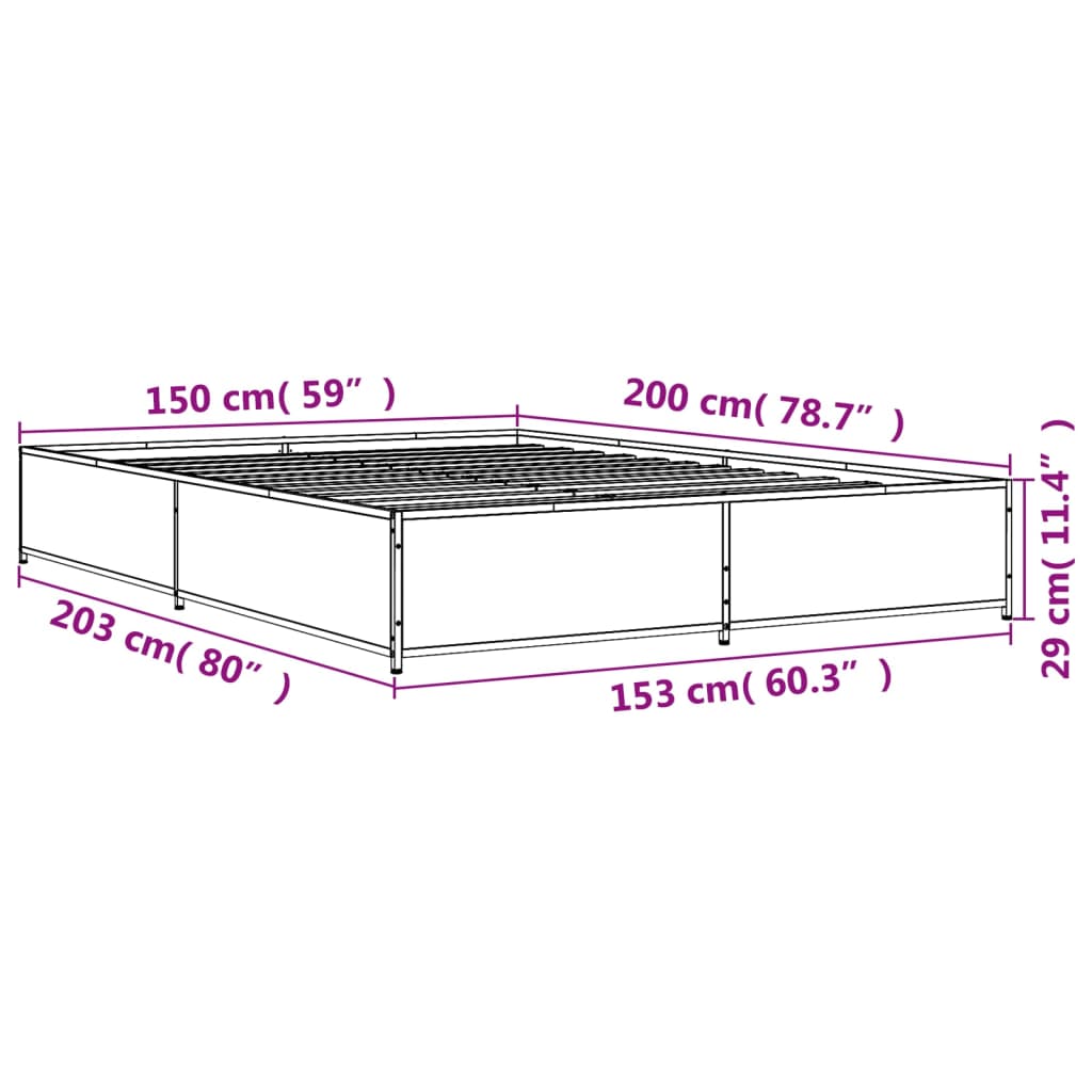 Bed Frame without Mattress Black 150x200 cm King Size