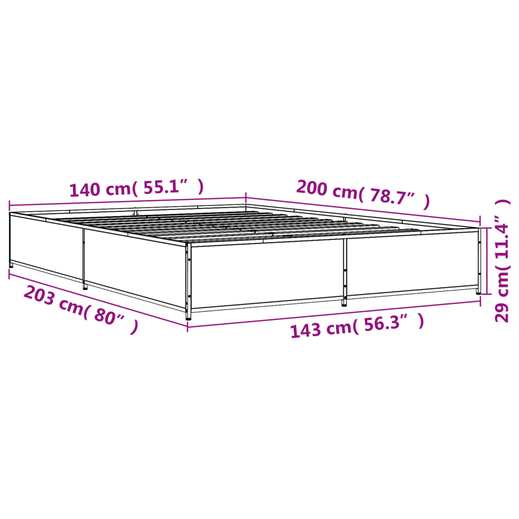 Bed Frame without Mattress Black 140x200 cm