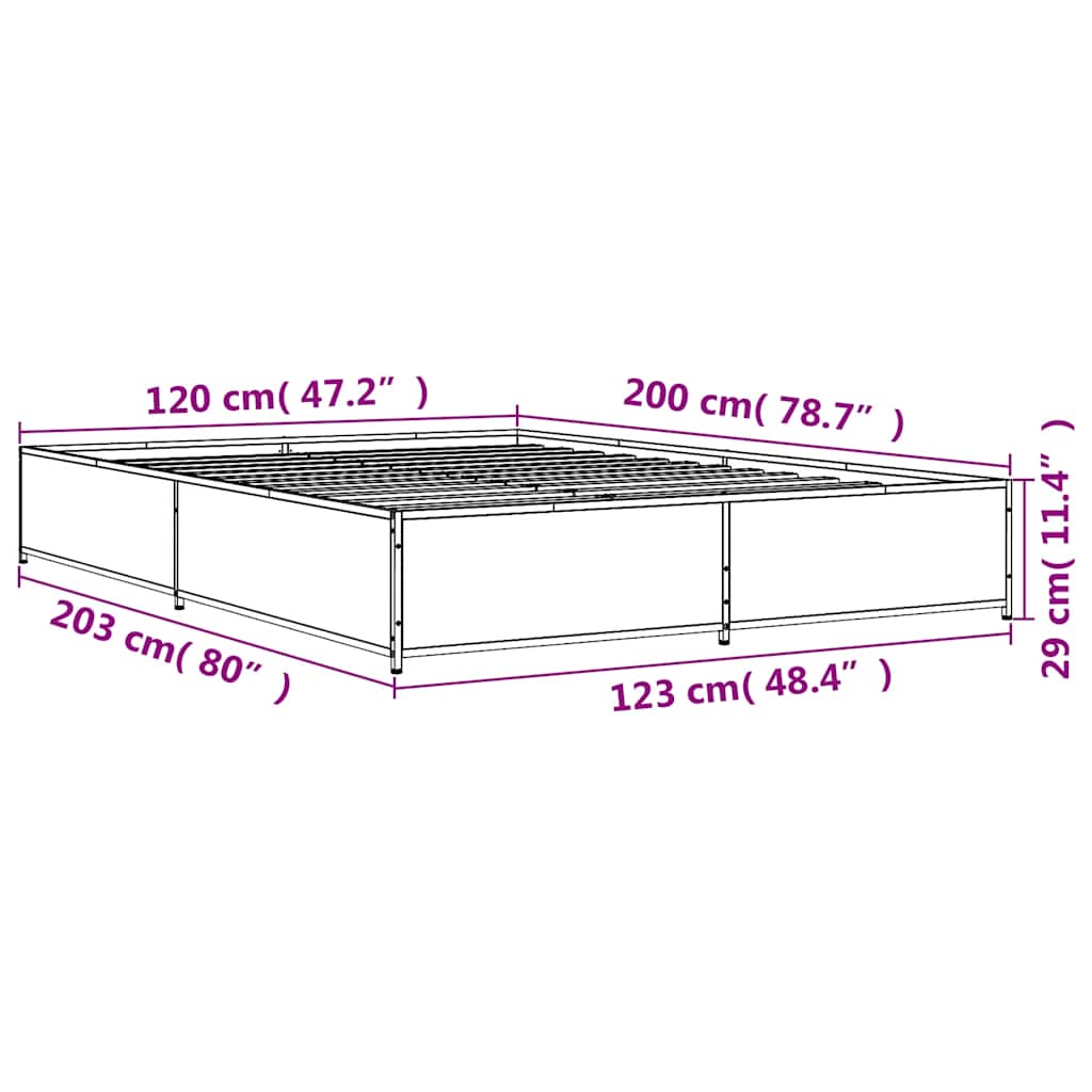 Bed Frame without Mattress Black 120x200 cm