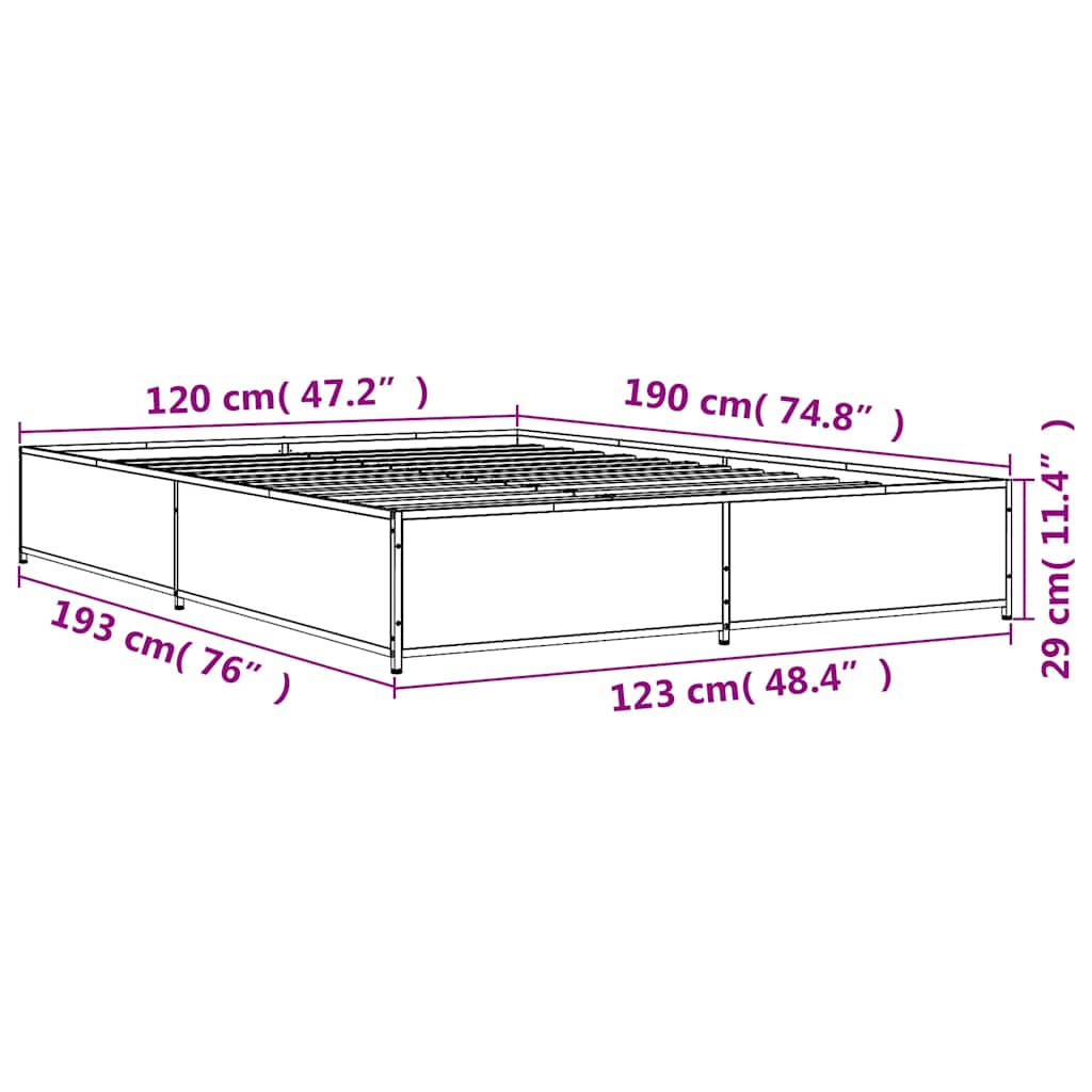 Bed Frame without Mattress Black 120x190 cm Small Double