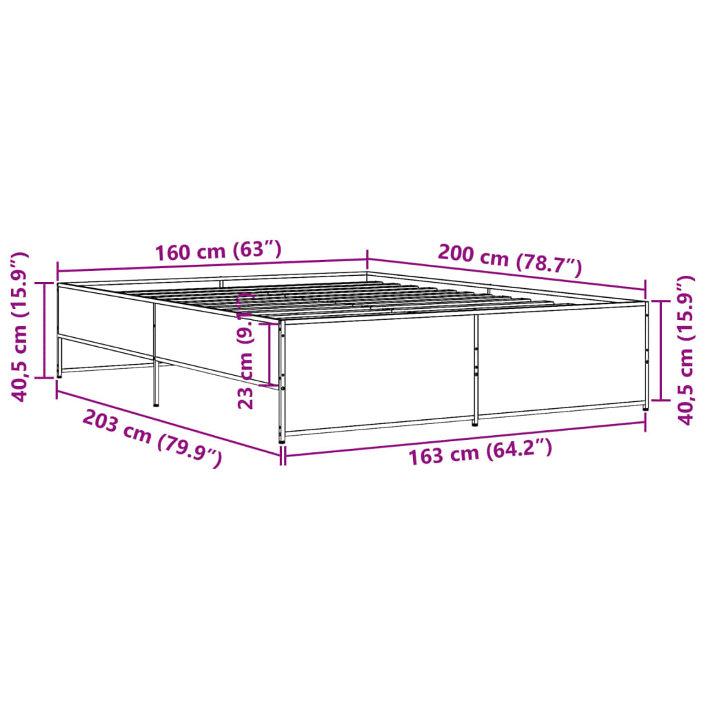Bed Frame without Mattress Black 160x200 cm