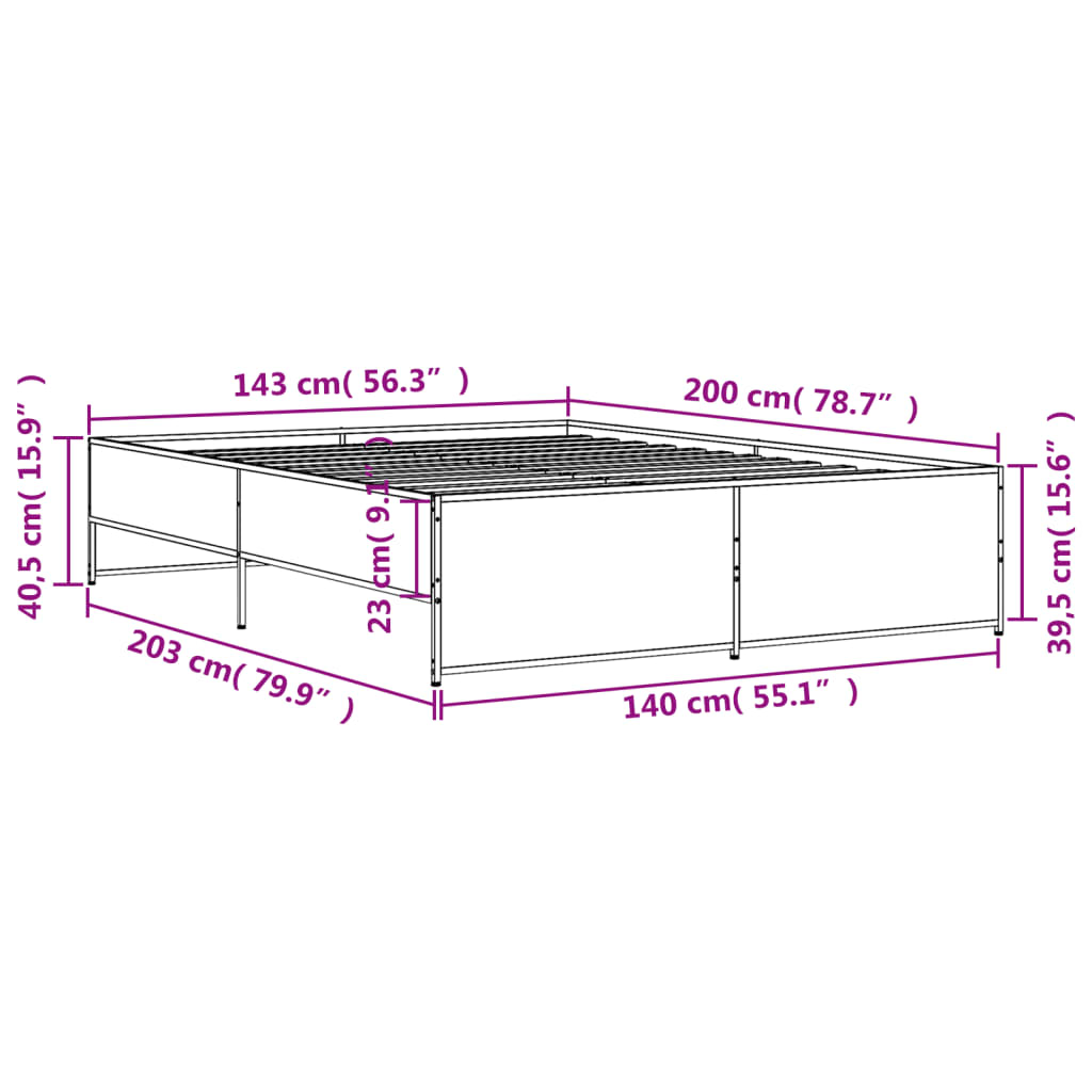 Bed Frame | Black | Engineered Wood | Double | Sturdy | Bed Frame